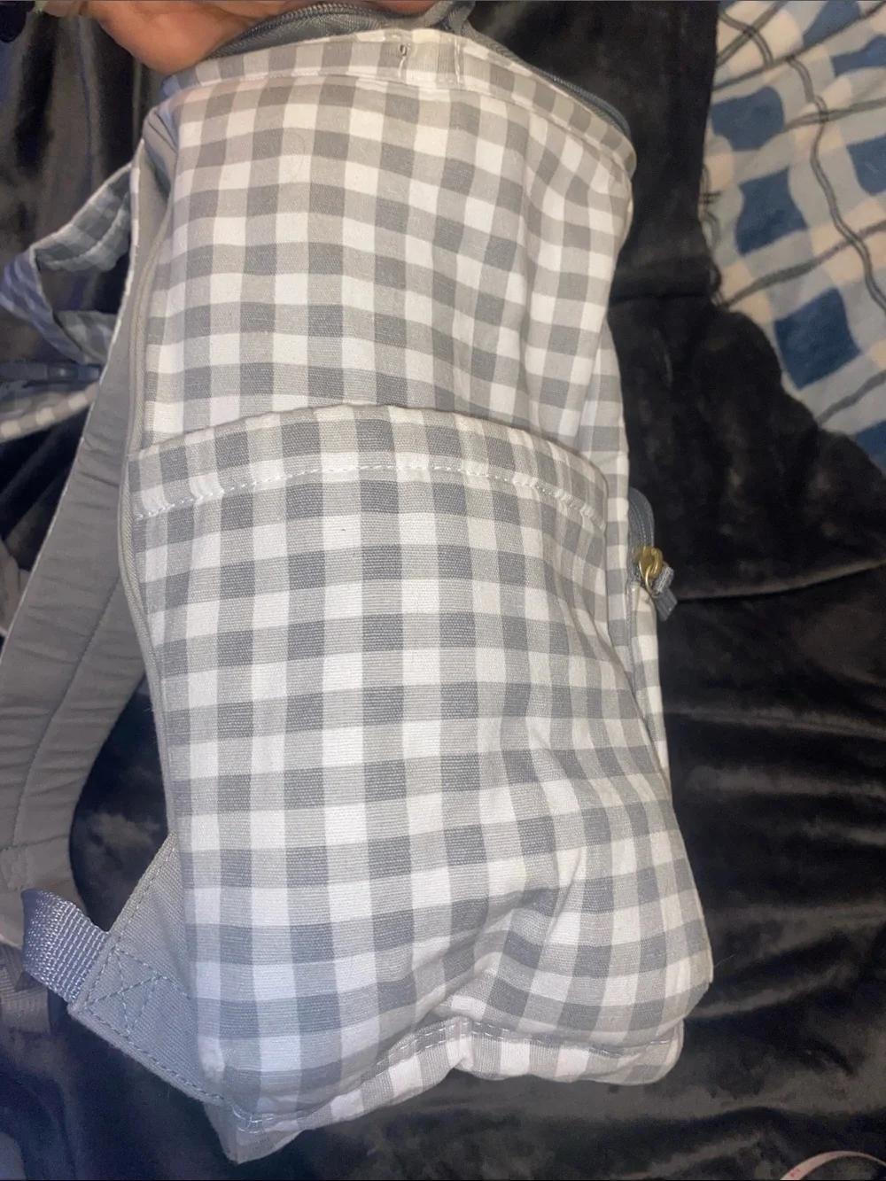 Carter's Gray and White Gingham Diaper Backpack